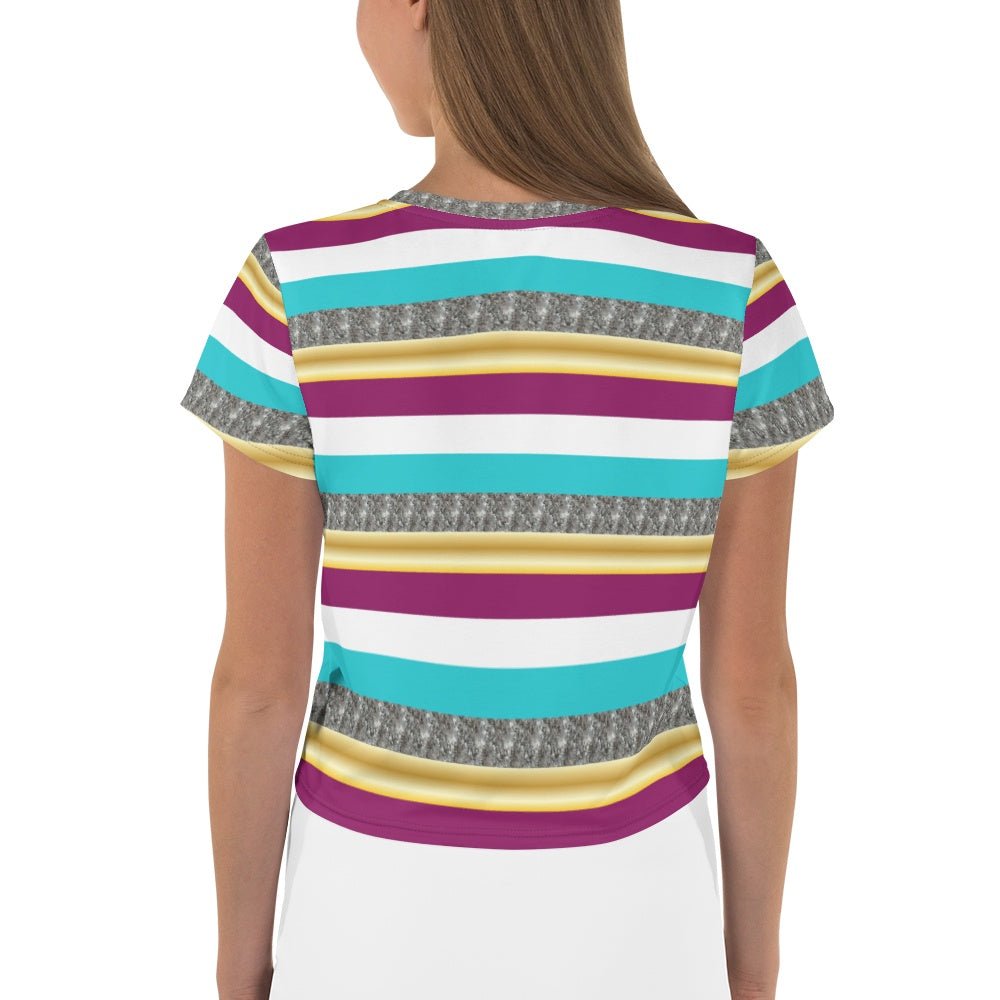 65 MCMLXV Women's Metallic Stripe Print Crop T-Shirt - 65mcmlxv