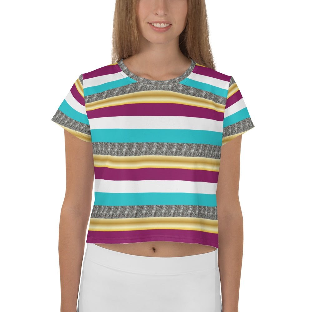 65 MCMLXV Women's Metallic Stripe Print Crop T-Shirt - 65mcmlxv