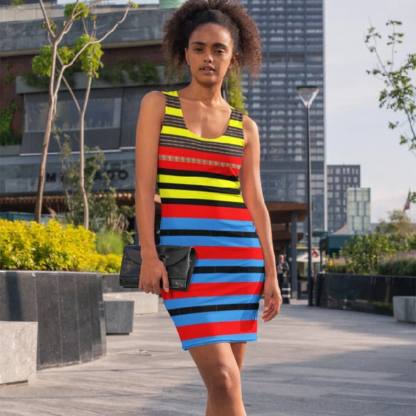 65 MCMLXV Women's Metallic Stripe Print Dress - 65mcmlxv