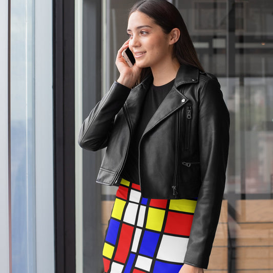 65 MCMLXV Women's Mondrian Color Block Print Pencil Skirt - 65mcmlxv