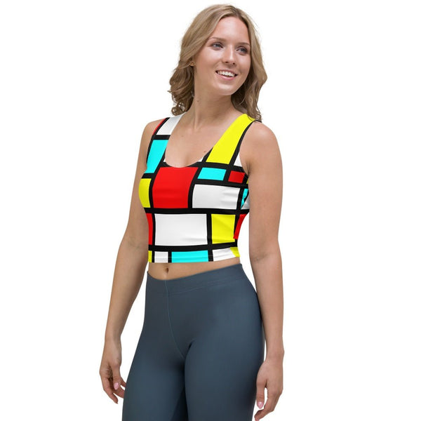 65 MCMLXV Women's Mondrian Print Color Block Crop Top - 65mcmlxv