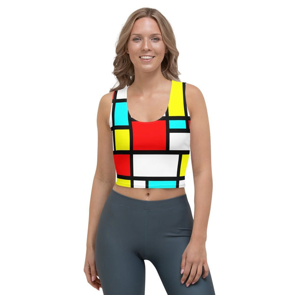 65 MCMLXV Women's Mondrian Print Color Block Crop Top - 65mcmlxv