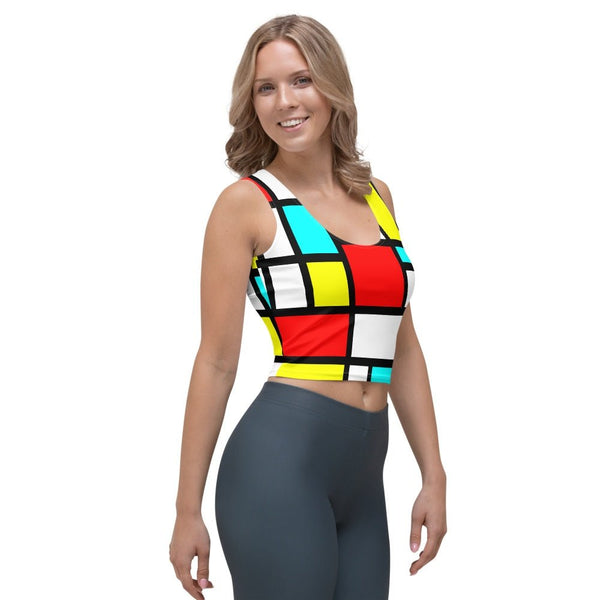 65 MCMLXV Women's Mondrian Print Color Block Crop Top - 65mcmlxv