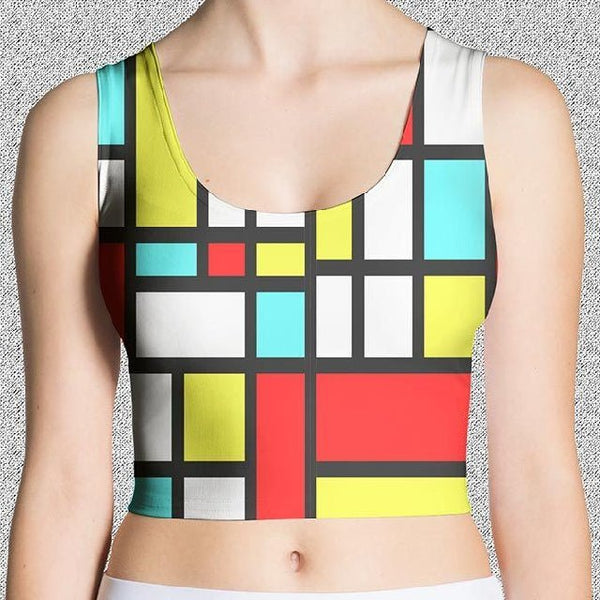 65 MCMLXV Women's Mondrian Print Color Block Crop Top - 65mcmlxv