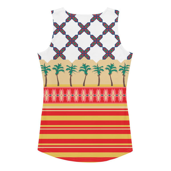 65 MCMLXV Women's Mosaic Tiles & Palms Engineered Stripe Print Tank Top - 65mcmlxv