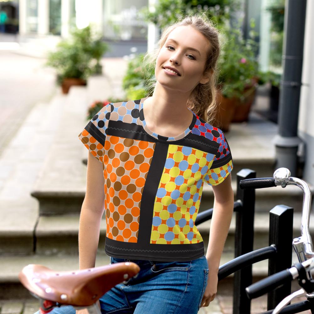 65 MCMLXV Women's Multi-Color Polka Dot Print Crop T-Shirt - 65mcmlxv
