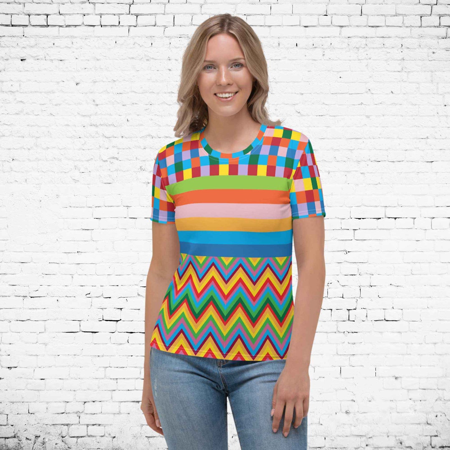 65 MCMLXV Women's Multi-Color TV Screen Test Print T-Shirt