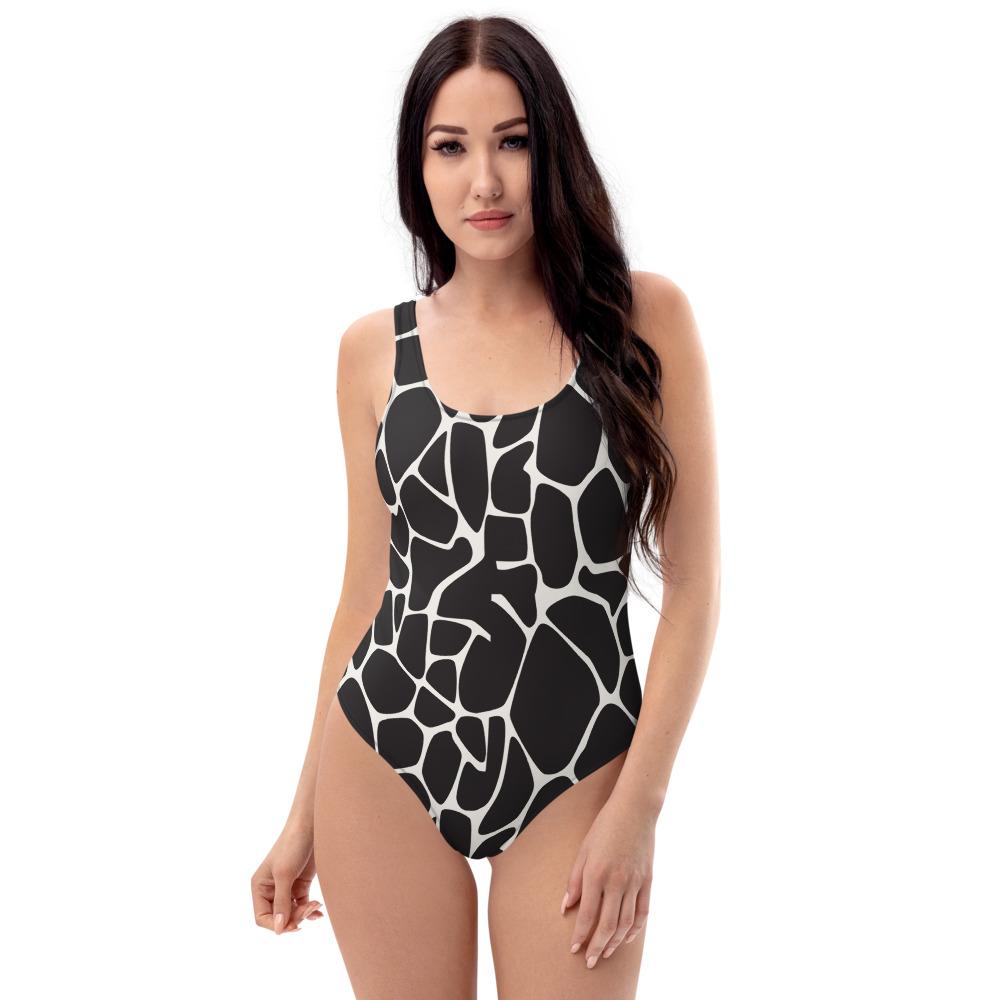 65 MCMLXV Women's Oversized Black and White Giraffe Print One - Piece Swimsuit - 65mcmlxv
