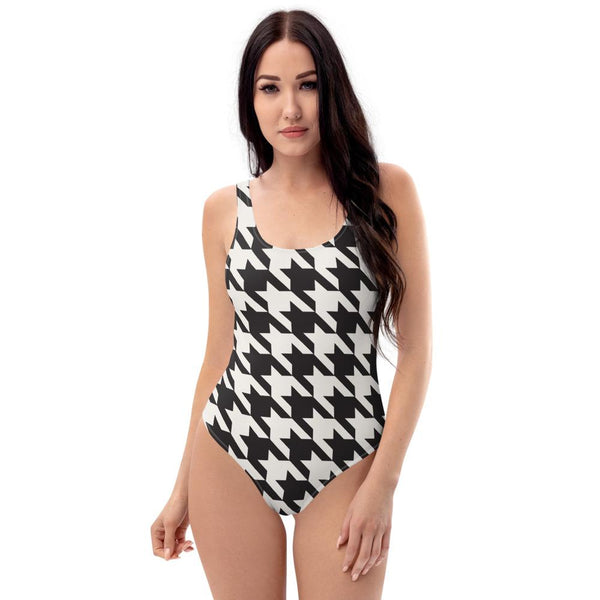 65 MCMLXV Women's Oversized Black and White Houndstooth Print One - Piece Swimsuit - 65mcmlxv
