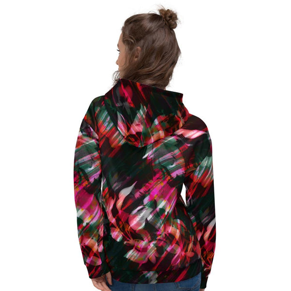 65 MCMLXV Women's Paintbrush Floral Print Fleece Hoodie - 65mcmlxv