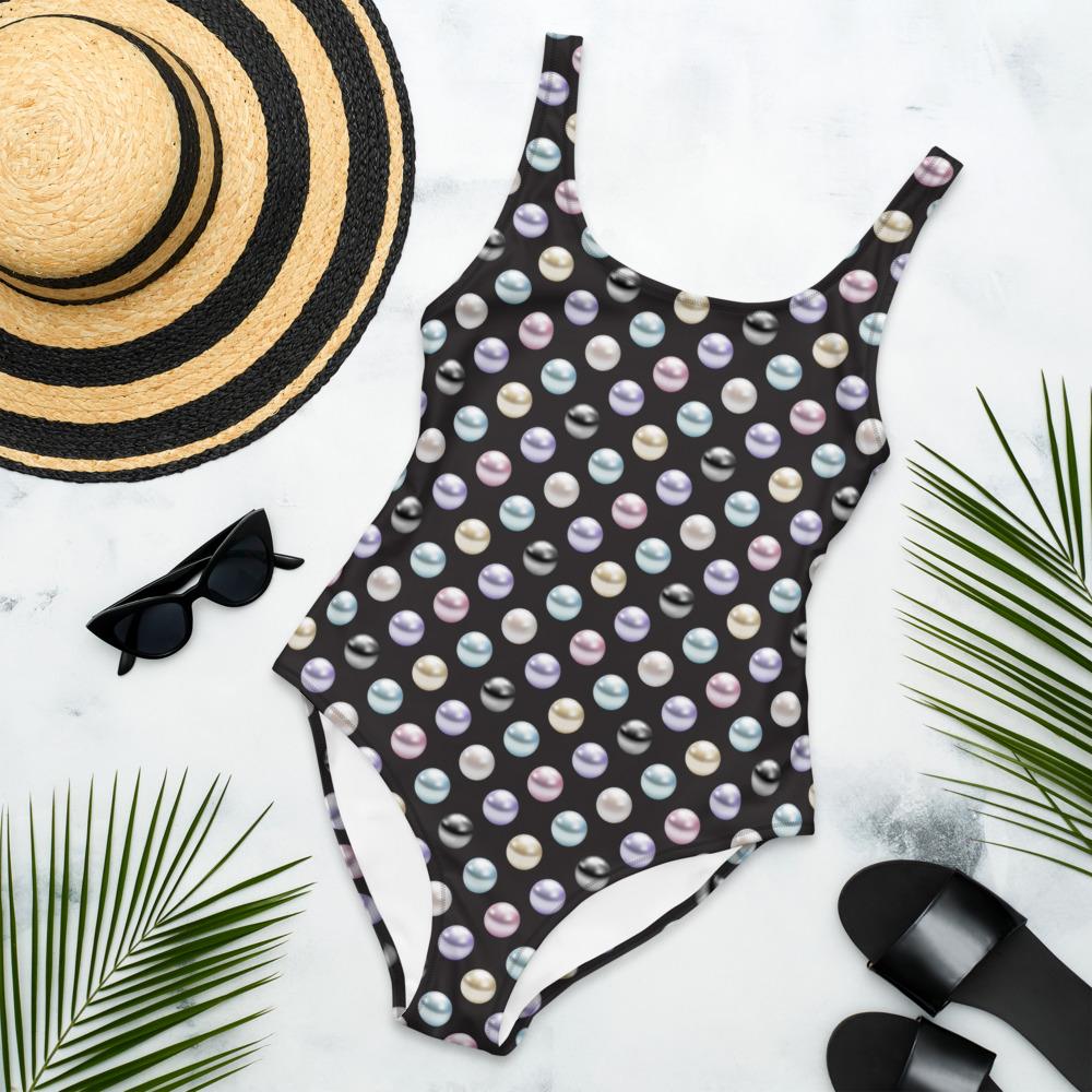 65 MCMLXV Women's Pearl Polka Dot Print 1 Piece Swimsuit - 65mcmlxv