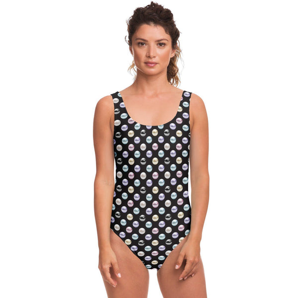 65 MCMLXV Women's Pearl Polka Dot Print 1 Piece Swimsuit - 65mcmlxv