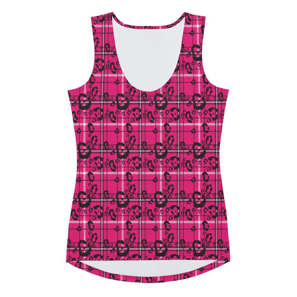 65 MCMLXV Women's Pink Plaid And Leopard Print Tank Top - 65mcmlxv