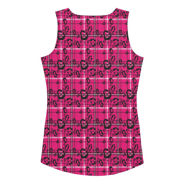 65 MCMLXV Women's Pink Plaid And Leopard Print Tank Top - 65mcmlxv