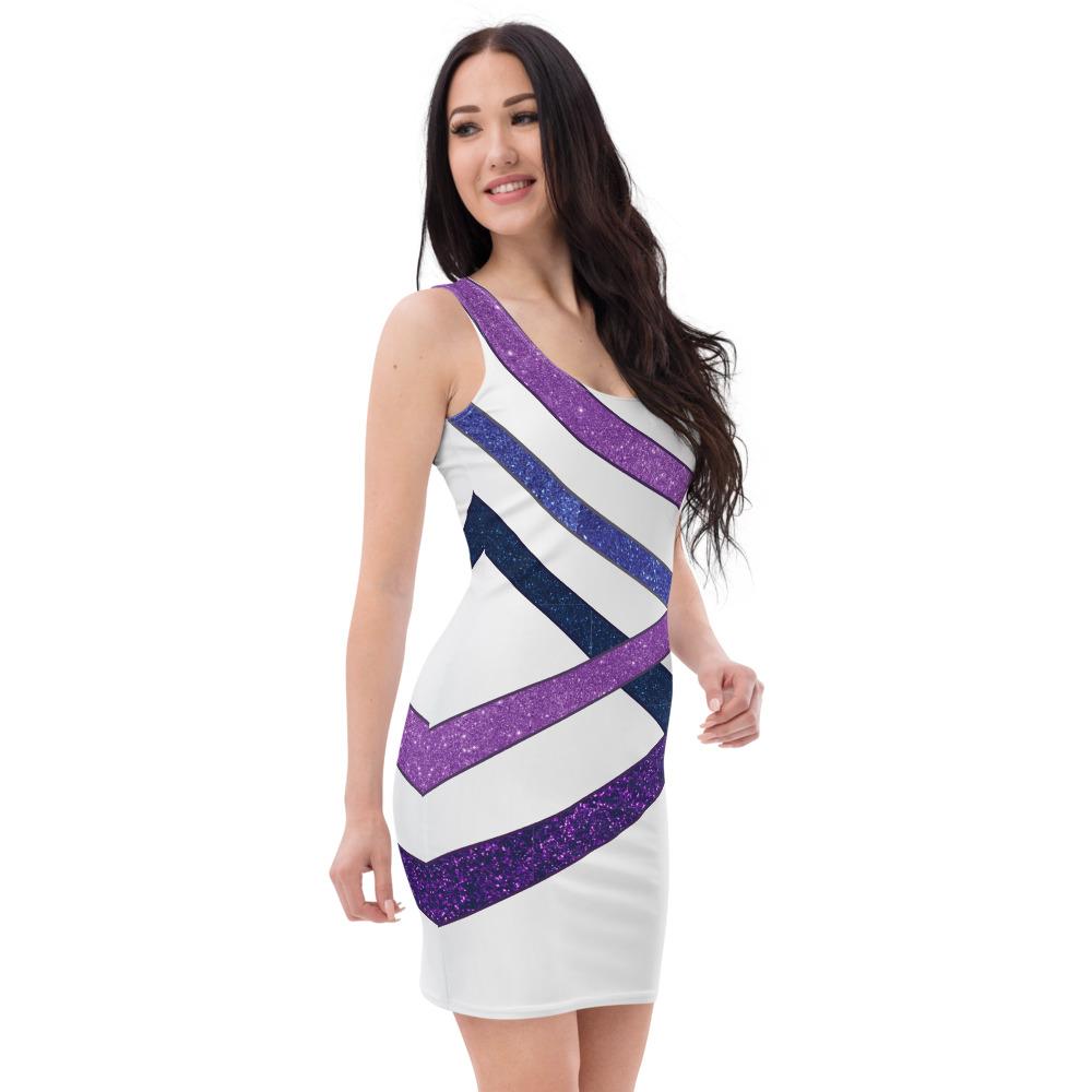 65 MCMLXV Women's Purple and Blue Glitter Print 70s Disco Dress - 65mcmlxv