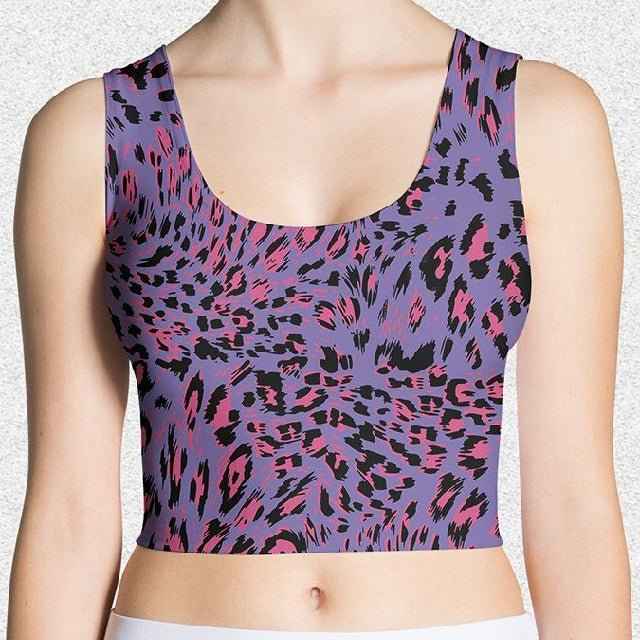 65 MCMLXV Women's Purple Leopard Print Crop Top