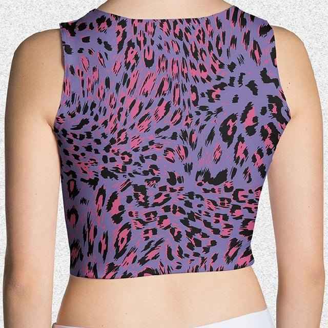 65 MCMLXV Women's Purple Leopard Print Crop Top