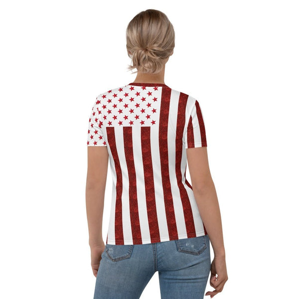 65 MCMLXV Women's Red & White American Flag Print T-Shirt - 65mcmlxv