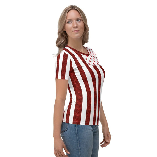 65 MCMLXV Women's Red & White American Flag Print T-Shirt - 65mcmlxv