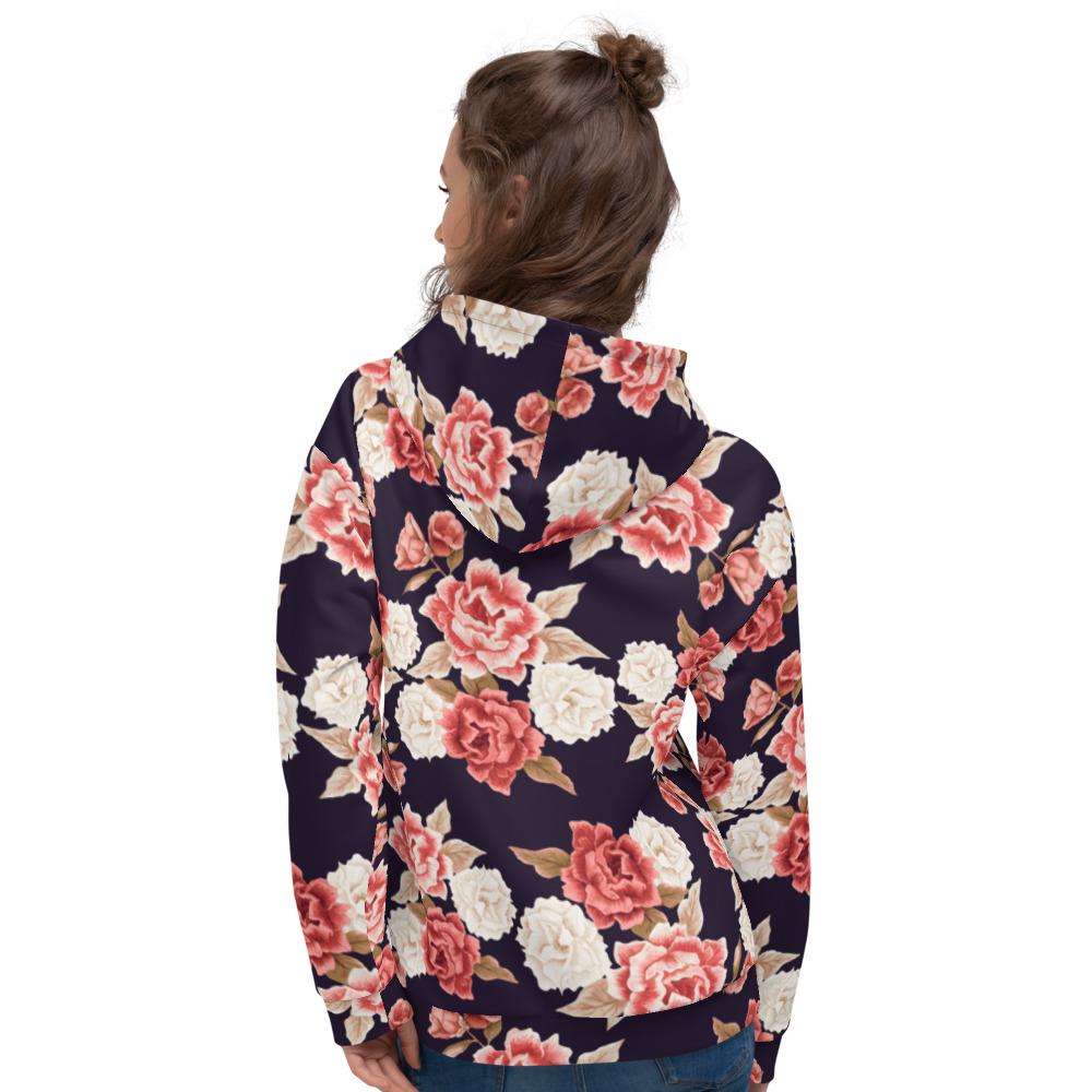 65 MCMLXV Women's Romantic Roses Print Fleece Hoodie - 65mcmlxv