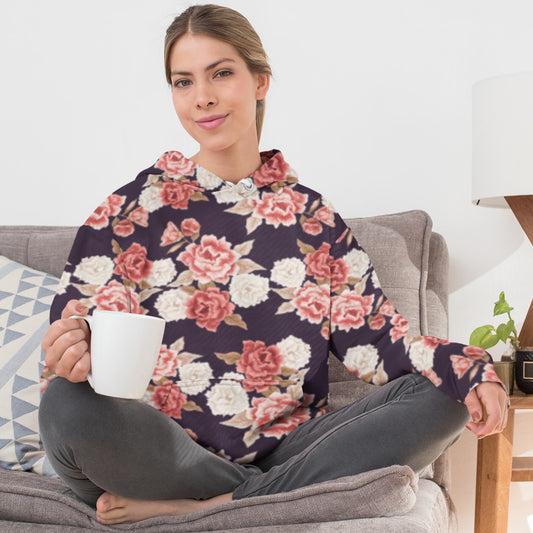 65 MCMLXV Women's Romantic Roses Print Fleece Hoodie - 65mcmlxv