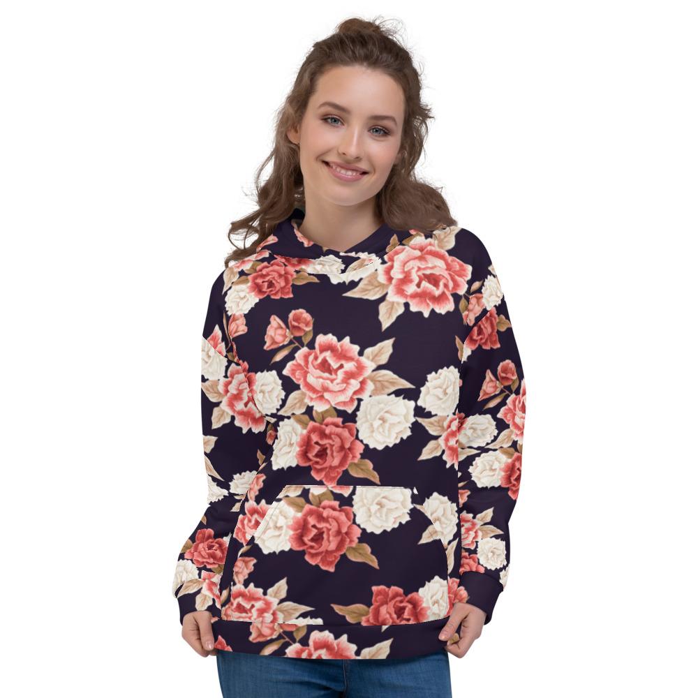 65 MCMLXV Women's Romantic Roses Print Fleece Hoodie - 65mcmlxv