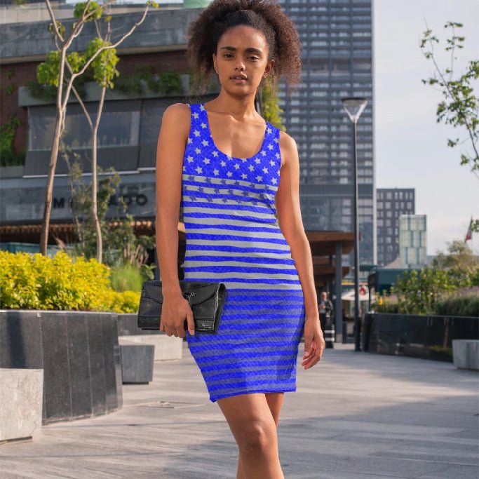 65 MCMLXV Women's Royal Blue Americana USA Flag Print Dress - 65mcmlxv