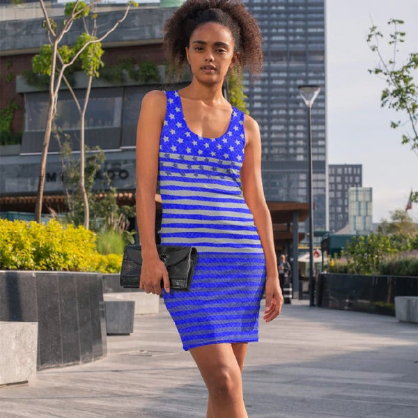 65 MCMLXV Women's Royal Blue Americana USA Flag Print Dress - 65mcmlxv
