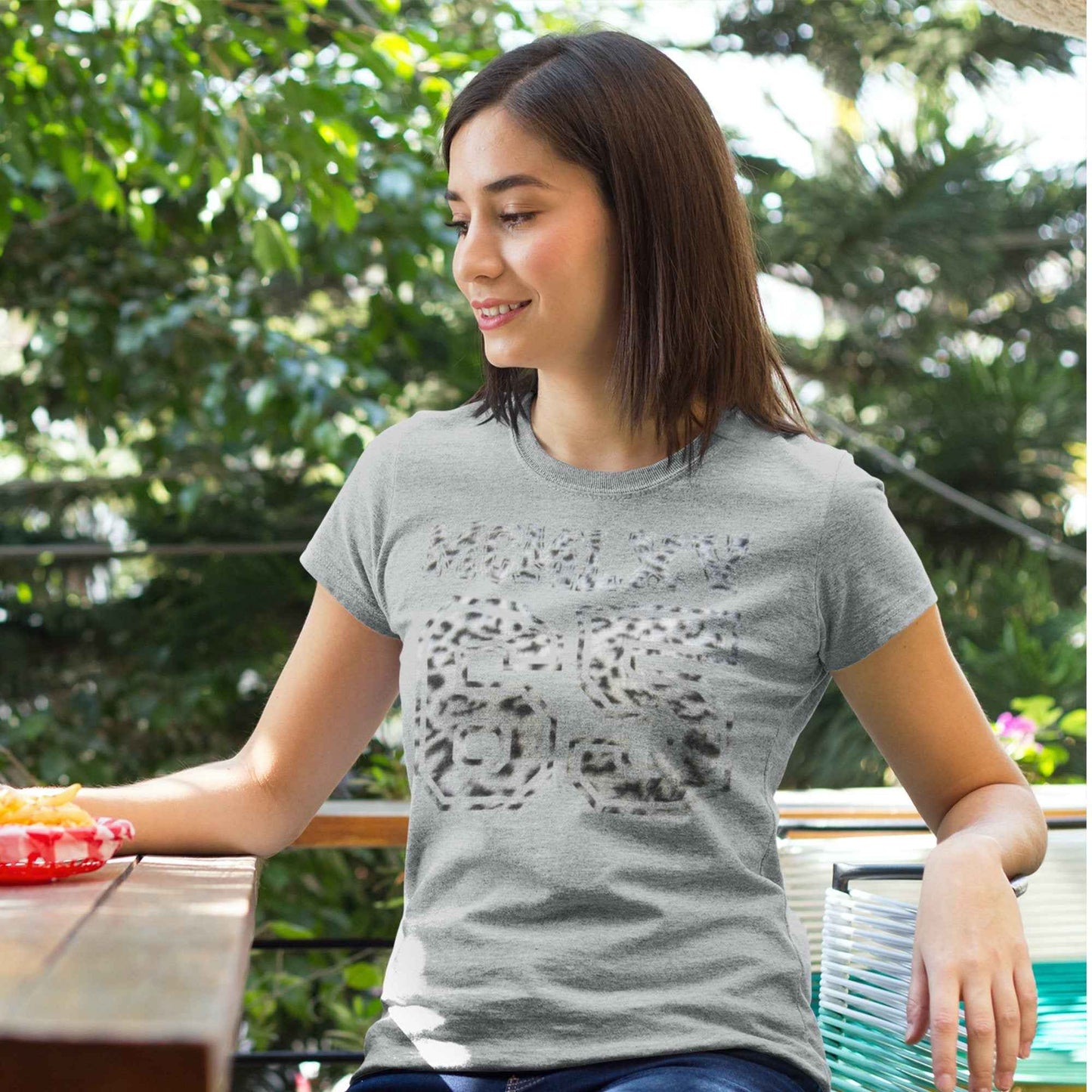 65 MCMLXV Women's Snow Leopard Varsity Logo Graphic T-Shirt