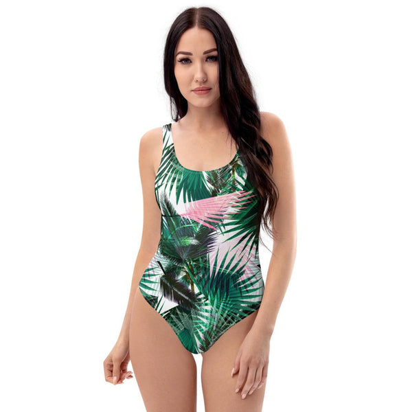 65 MCMLXV Women's Tropical Palm Fronds Print 1 Piece Swimsuit - 65mcmlxv