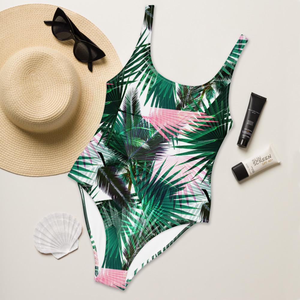 65 MCMLXV Women's Tropical Palm Fronds Print 1 Piece Swimsuit - 65mcmlxv