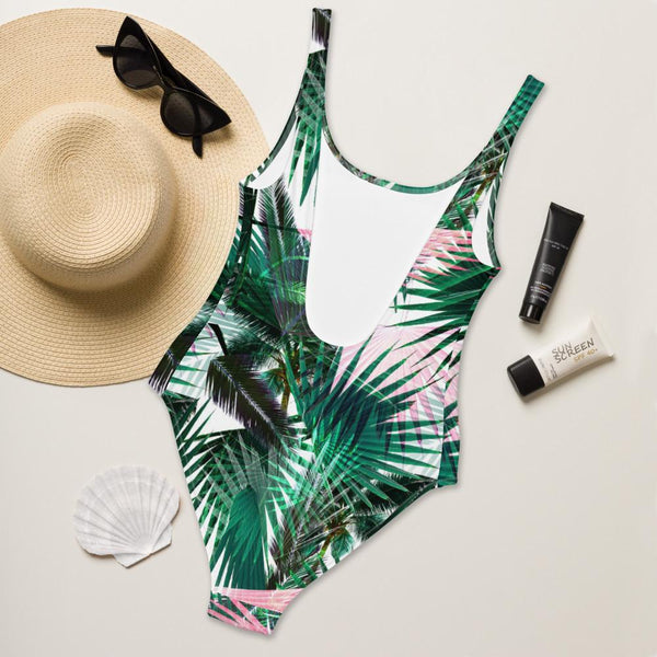 65 MCMLXV Women's Tropical Palm Fronds Print 1 Piece Swimsuit - 65mcmlxv