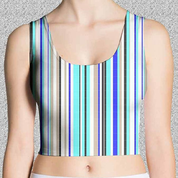 65 MCMLXV Women's Vertical Stripe Print Crop Top - 65mcmlxv