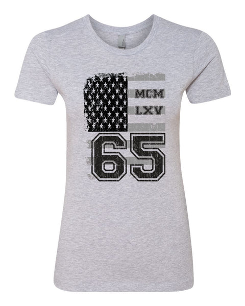 65 MCMLXV Women's Vintage USA Flag Americana Graphic T-Shirt - 65mcmlxv