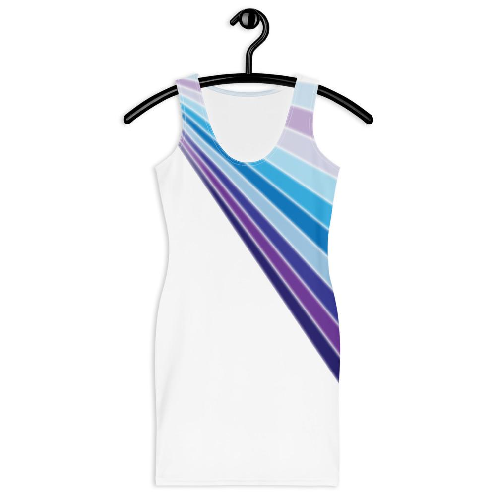 65 MCMLXV Women's White Blue Streaks of Light 70s Disco Dress - 65mcmlxv