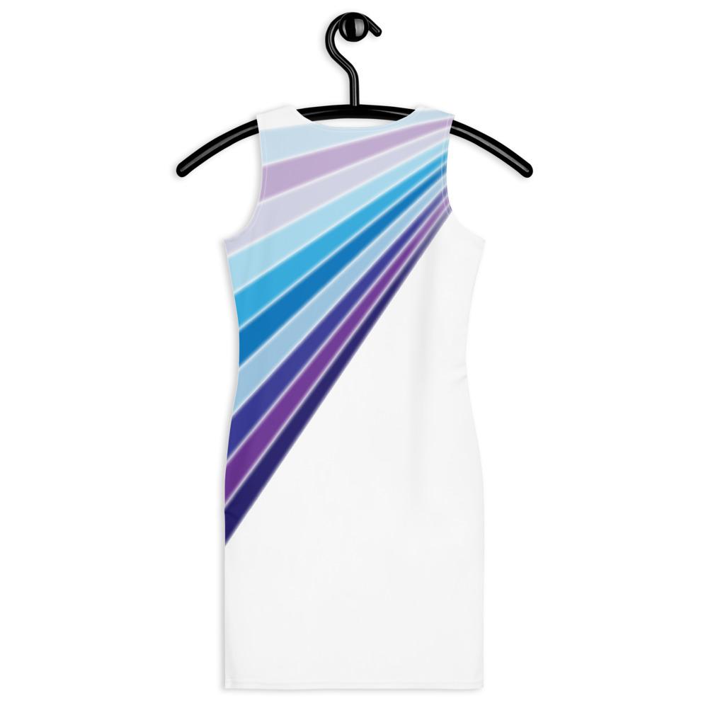 65 MCMLXV Women's White Blue Streaks of Light 70s Disco Dress - 65mcmlxv