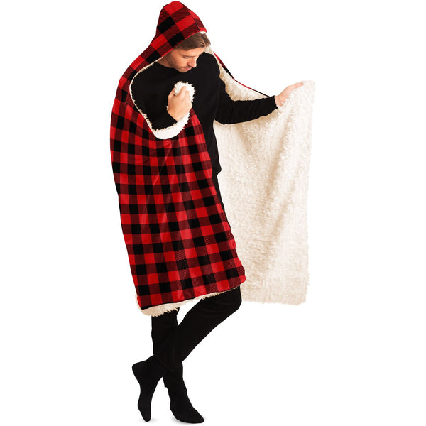 65 MCMLXV Unisex Red Buffalo Plaid Print Hooded Blanket
