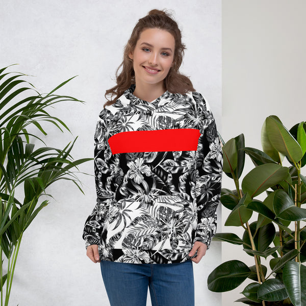 65 MCMLXV Unisex Positive/Negative Tropical Floral Print Fleece Hoodie