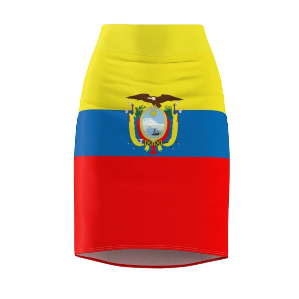 All Over Prints - 65 MCMLXV Women's Ecuador Flag Print Pencil Skirt