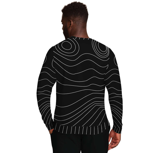 Athletic Sweatshirt - AOP - 65 MCMLXV Unisex Black Digital Face Topography Print Sweatshirt