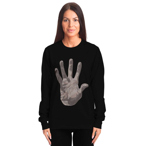 Athletic Sweatshirt - AOP - 65 MCMLXV Unisex Black Giant Open Hand Print Sweatshirt