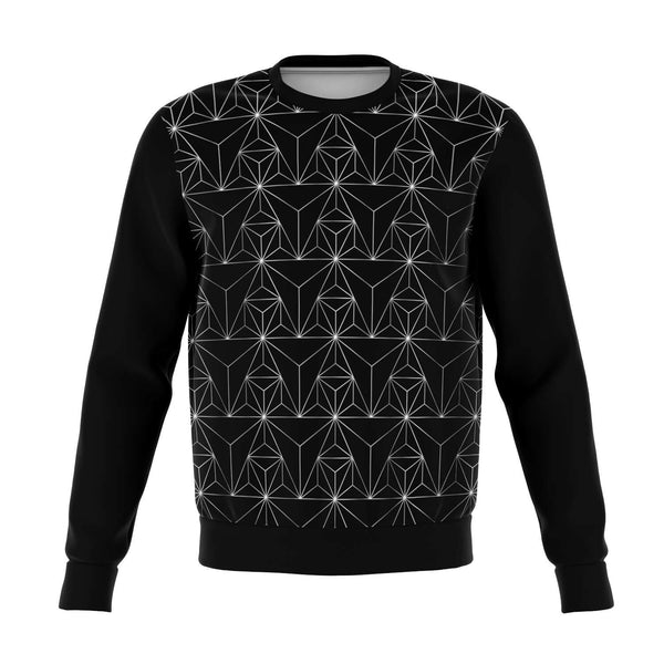 Athletic Sweatshirt - AOP - 65 MCMLXV Unisex Black Optical Geometric Grid Print Sweatshirt