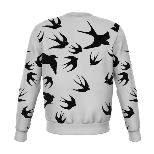 Athletic Sweatshirt - AOP - 65 MCMLXV Unisex Black Swallows Print Sweatshirt
