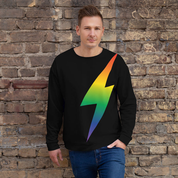 Athletic Sweatshirt - AOP - 65 MCMLXV Unisex LGBT Rainbow Thunderbolt Print Sweatshirt