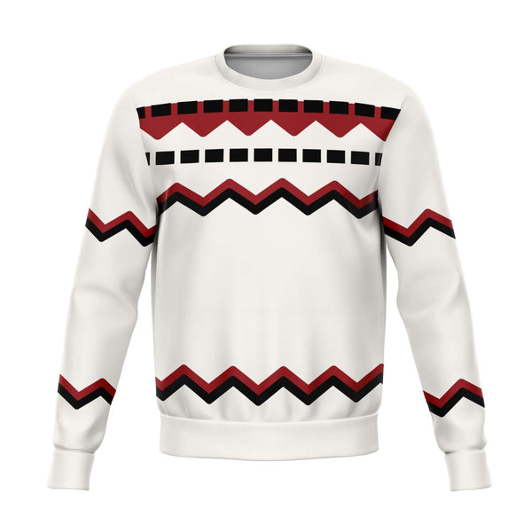 Athletic Sweatshirt - AOP - 65 MCMLXV Unisex Off-White Red Chevron Stripe Print Sweatshirt