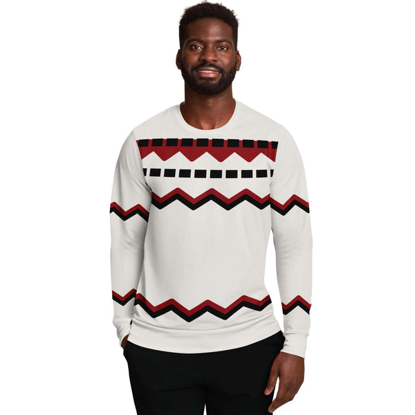 Athletic Sweatshirt - AOP - 65 MCMLXV Unisex Off-White Red Chevron Stripe Print Sweatshirt