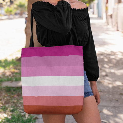 Bags - 65 MCMLXV LGBT Lesbian Pride Flag Print Tote Bag