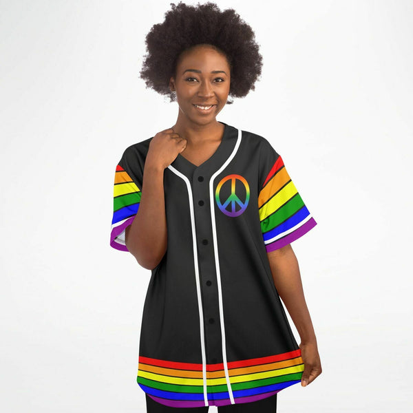 Baseball Jersey - AOP - 65 MCMLXV Unisex LGBT Gay Pride Rainbow Flag Print Baseball Jersey