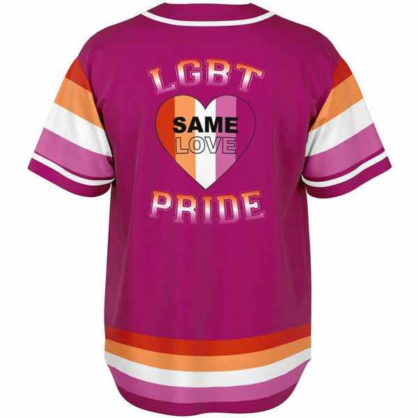 Baseball Jersey - AOP - 65 MCMLXV Women's LGBT Lesbian Pride Sunset Flag Print Baseball Jersey