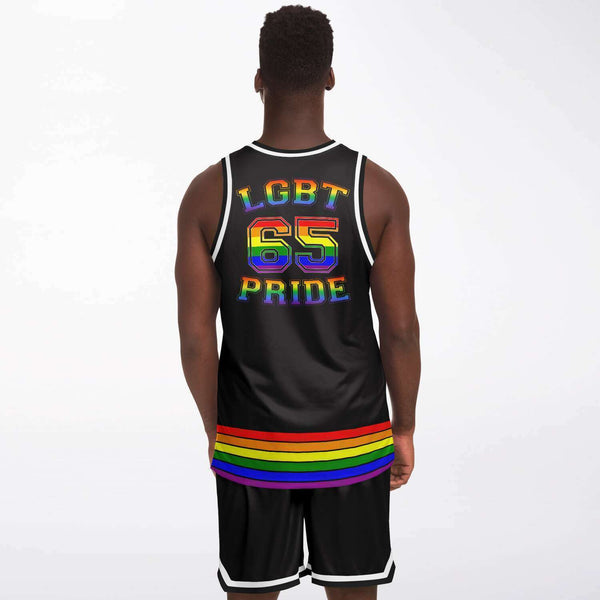 Basketball Set Rib - AOP - 65 MCMLXV LGBT Gay Pride Rainbow Flag Basketball Jersey And Short Set